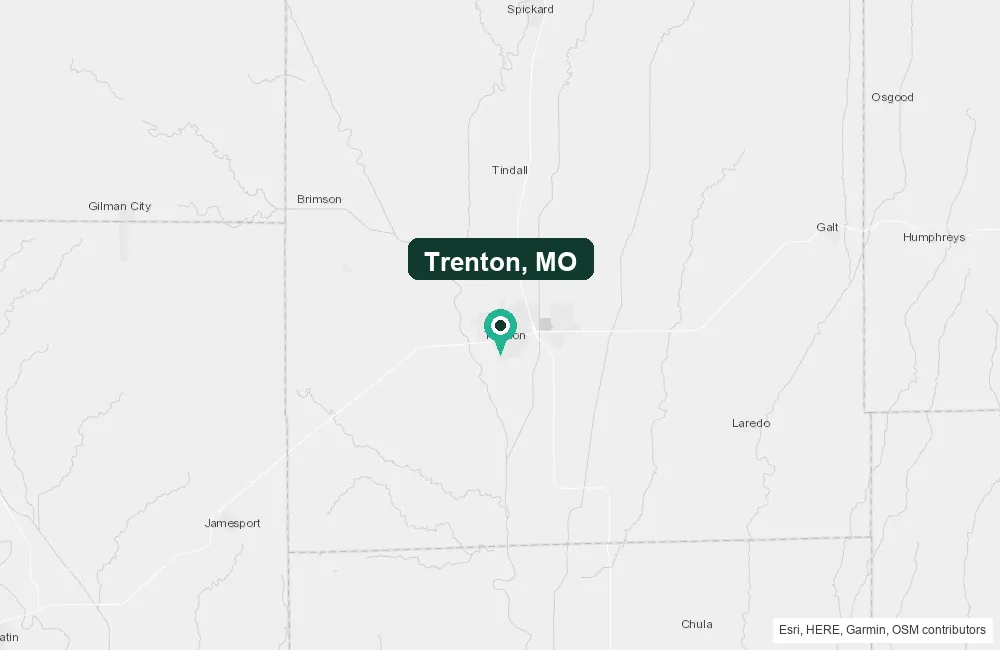 Map of Trenton, Missouri and the surrounding Grundy County area service area